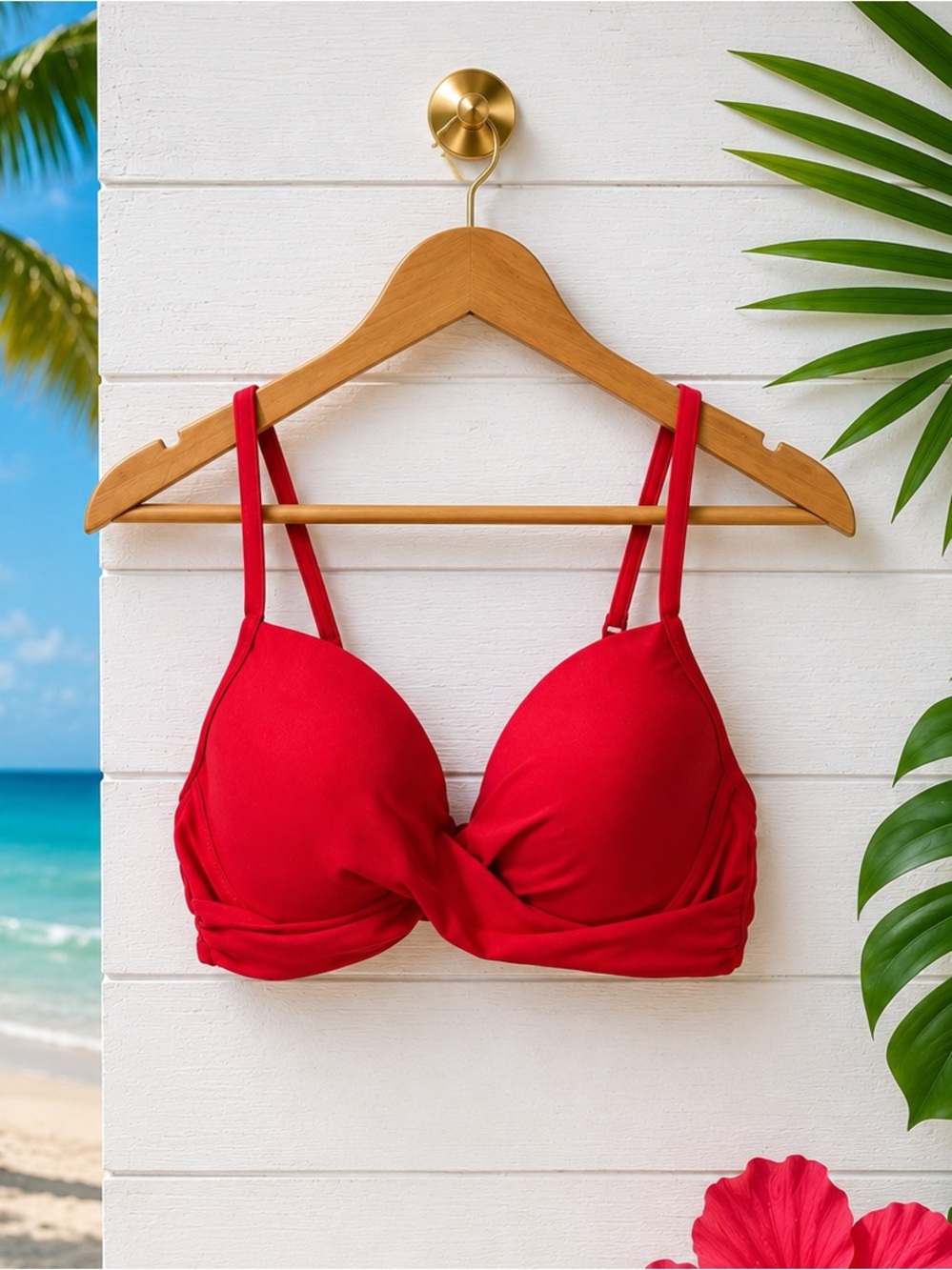 ❤️ Aqua Eve Red Underwire Bikini Top Size Medium